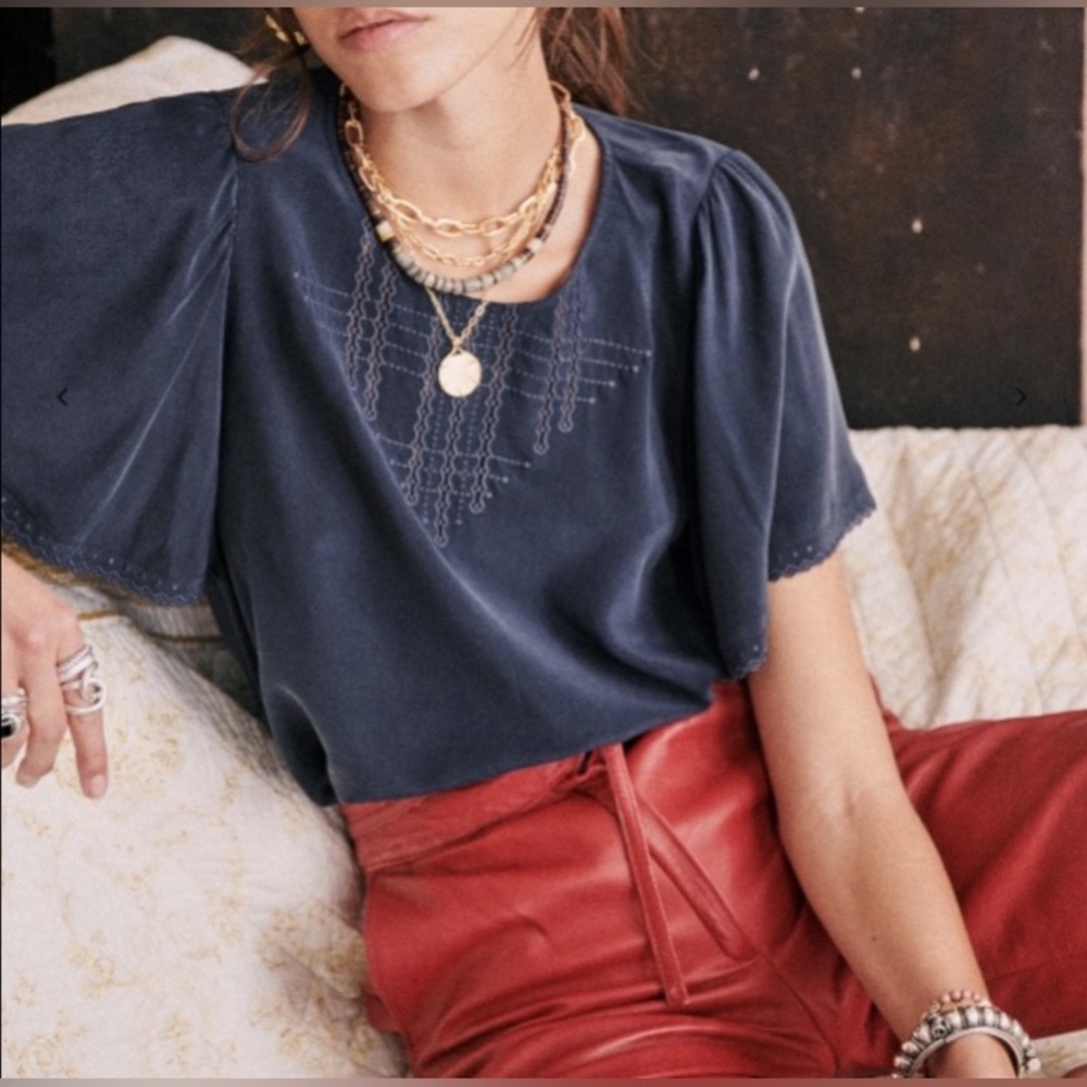 Sezane Silk Matty Blouse French Size 42